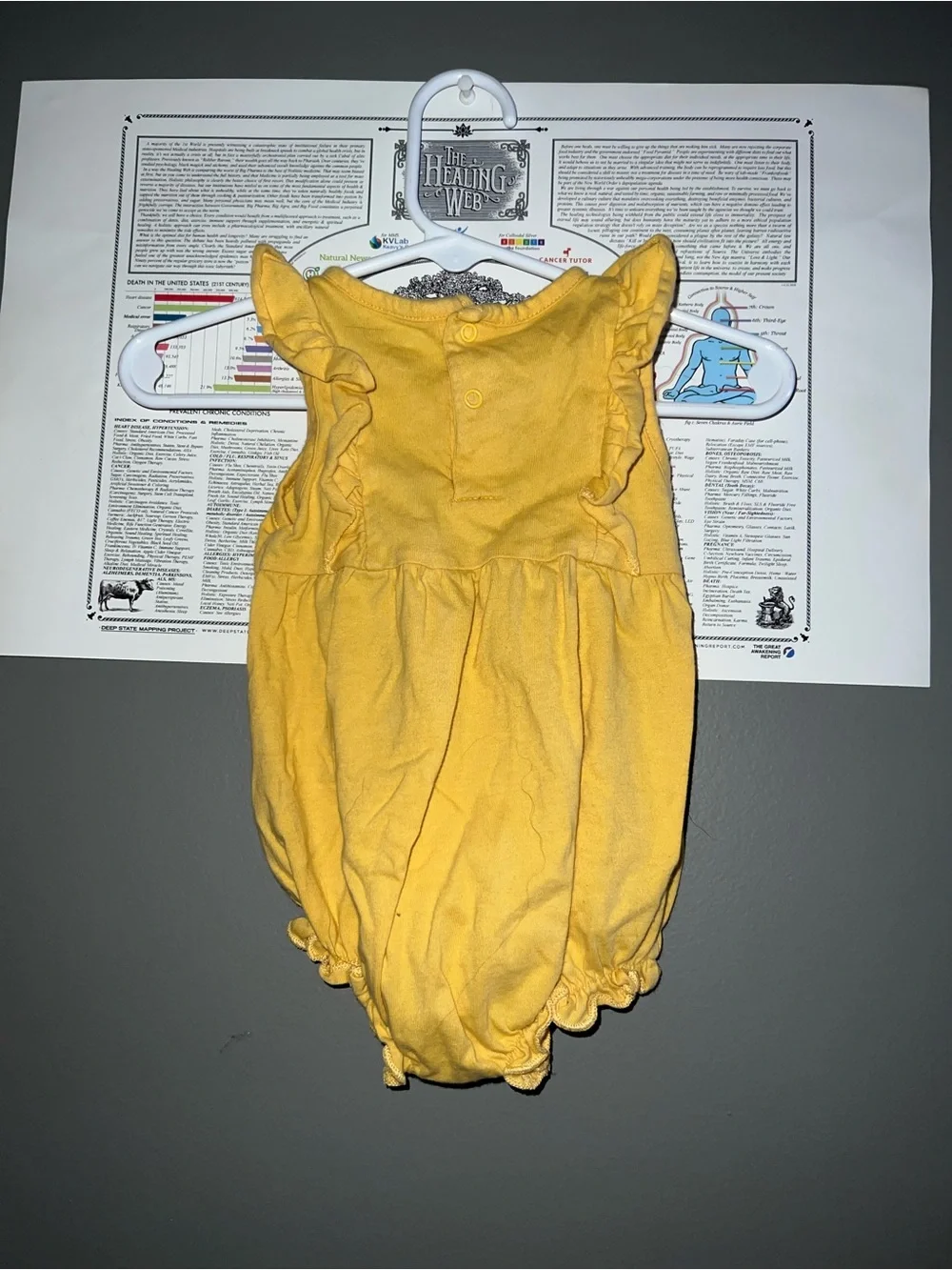 Yellow Floral Baby Girl Romper with Ruffle Shoulders